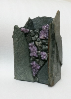 an 8 inch slate vase with lilac amethyst