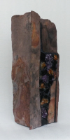 a 16 inch slate vase with amethyst and citrine