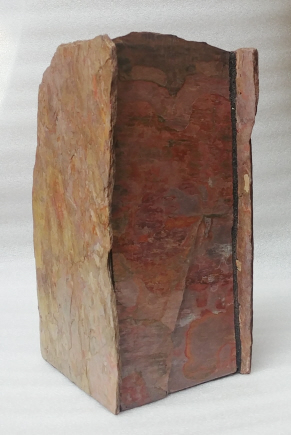 back of masonry art vase with Pyrite and Red Tiger's Eye